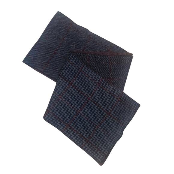 Pierre Cardin Accessories - Pierre Cardin Chevron Houndstooth Plaid Scarf Black Gray Burgundy Checkered